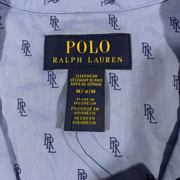 Polo Ralph Lauren All Over Print PRL Monogram Woven Pajama Shirt Adult Medium - Picture 10 of 16